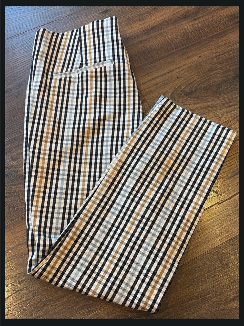 a new day Black, White, light blue & Tan Plaid Straight-Leg Pants